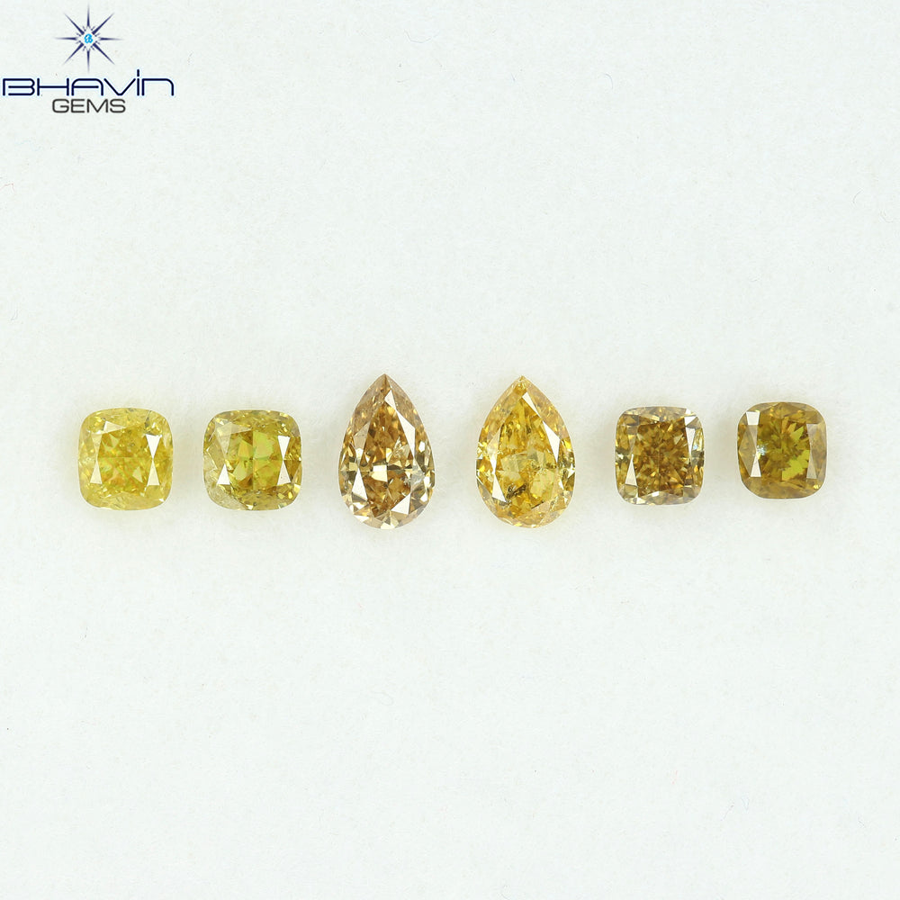 1.25 CT/6 Pcs Natural Mix Diamond Mix Fancy Color Clarity SI (5.00 MM)