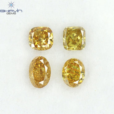 0.92 CT/4 Pcs Natural Mix Diamond Orange Color Clarity I1 (4.56 MM)