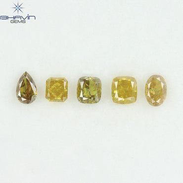 1.17 CT/5 Pcs Natural Mix Diamond Mix Fancy Color Clarity SI (4.55 MM)