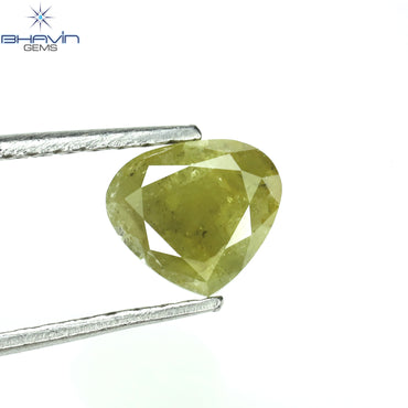 0.97 CT Heart Shape Natural Loose Diamond Green Yellow Color I3 Clarity (6.19 MM)