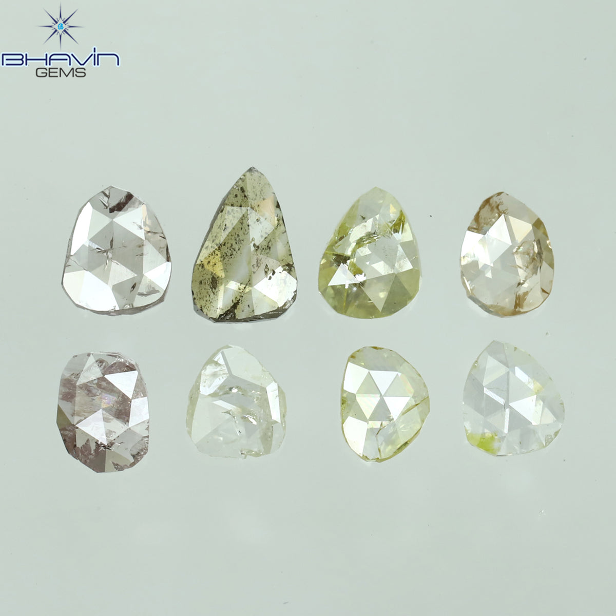 0.67 CT/8 Pcs Natural Polki Rose Cut Diamond Mix Fancy Color Clarity I2 (4.65 MM)