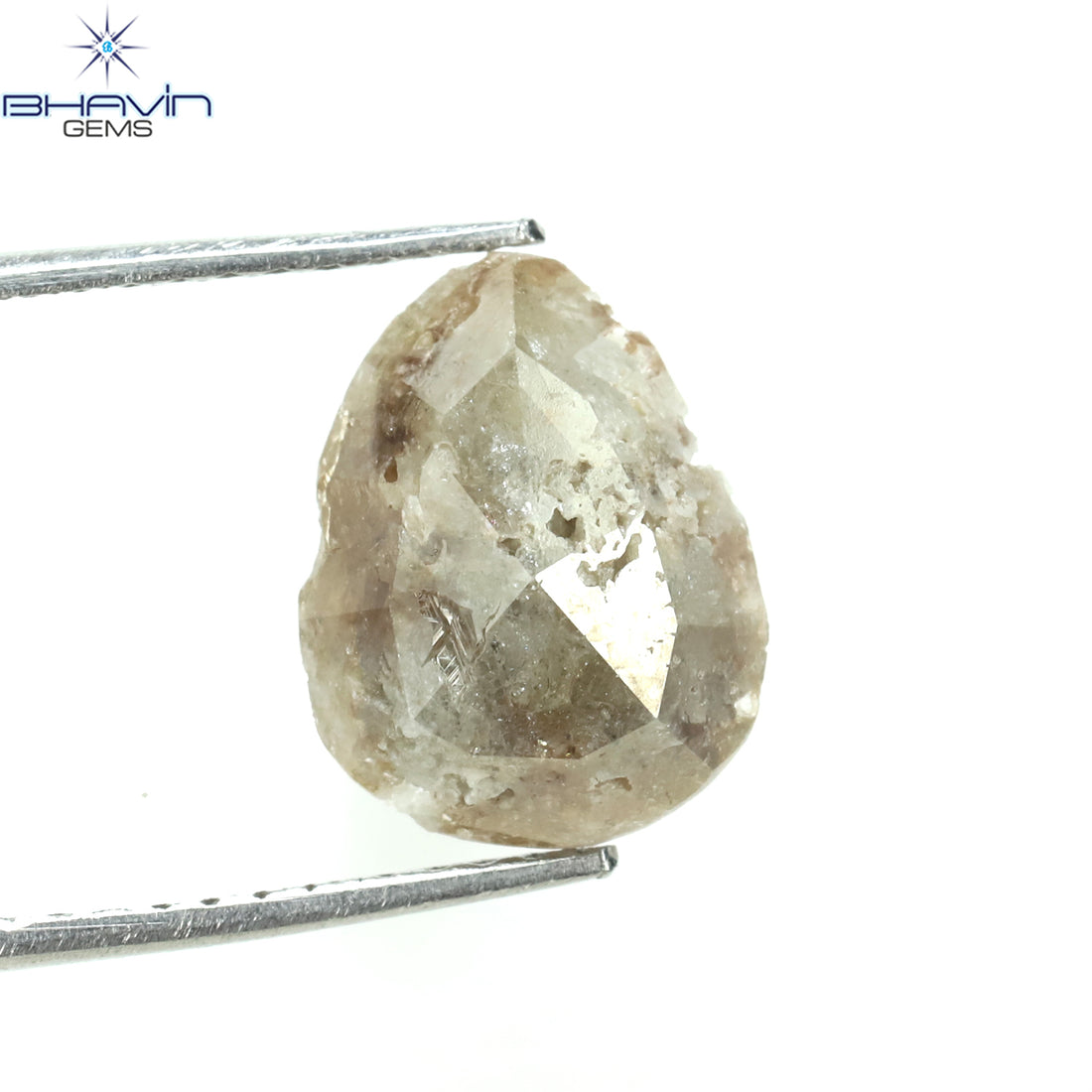 1.05 CT、ノーカット ポルキ シェイプ、天然ダイヤモンド、ブルー カラー、I3 クラリティ (5.42 MM)