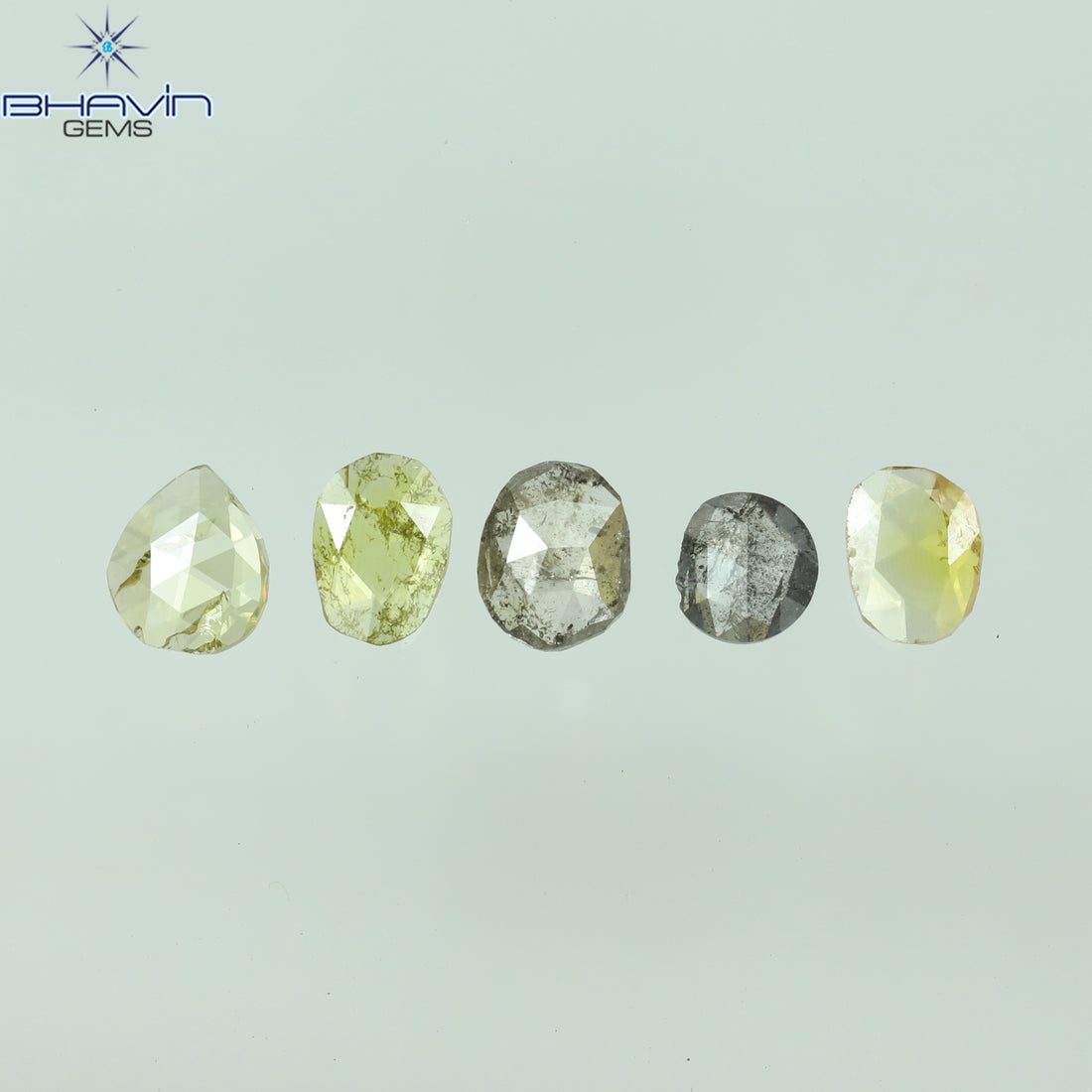 0.58 CT/5 Pcs Natural Polki Rose Cut Diamond Mix Fancy Color Clarity I2 (4.25 MM)