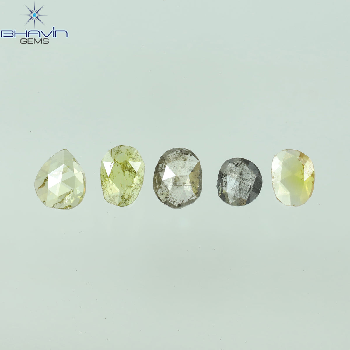 0.58 CT/5 Pcs Natural Polki Rose Cut Diamond Mix Fancy Color Clarity I2 (4.25 MM)