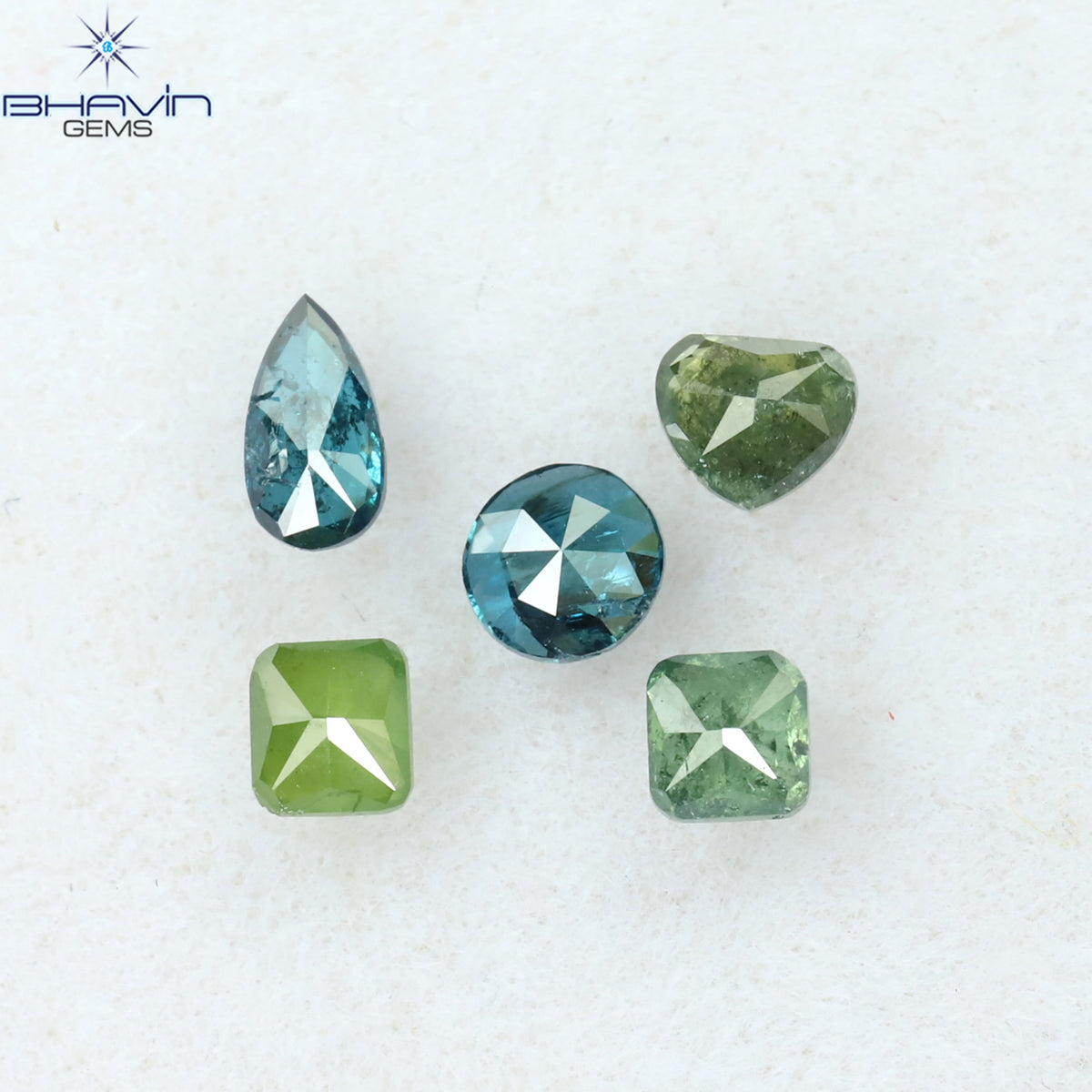 0.57 CT/5 Pcs Natural Mix Shape Diamond Enhanced Mix Color Clarity I3 (4.08 MM)