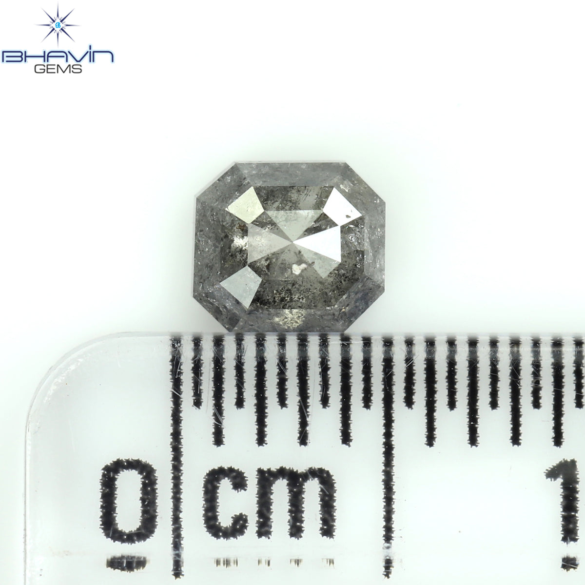 0.41 CT スクエア カット シェイプ 天然ダイヤモンド ソルト アンド ペッパー カラー I3 クラリティ (6.43 MM)