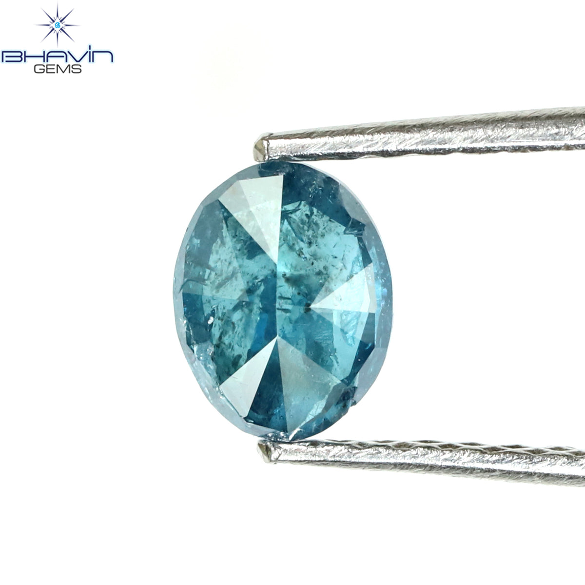 0.44 CT Natural Oval Diamond Enhanced Blue Color Clarity I3 (5.74 MM)