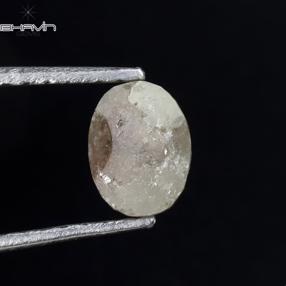 1.05 CT、ノーカット ポルキ シェイプ、天然ダイヤモンド、ブルー カラー、I3 クラリティ (5.42 MM)
