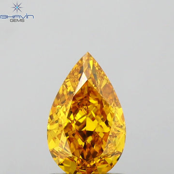 GIA認定 1.07 CT ペアシェイプ ダイヤモンド エンハンスド オレンジイエローカラー (8.35 MM)