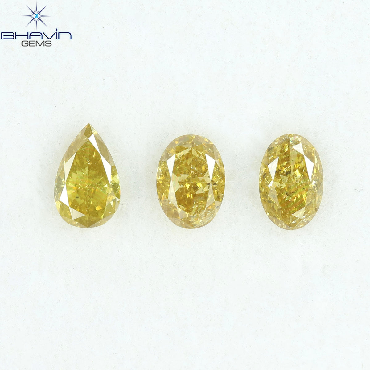 1.08 CT/3 Pcs Natural Mix Diamond Green-Yellow Color Clarity SI (5.78 MM)