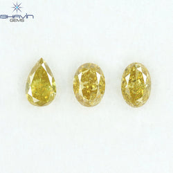 1.08 CT/3 Pcs Natural Mix Diamond Green-Yellow Color Clarity SI (5.78 MM)