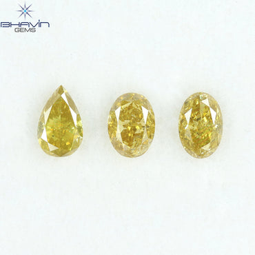 1.08 CT/3 Pcs Natural Mix Diamond Green-Yellow Color Clarity SI (5.78 MM)