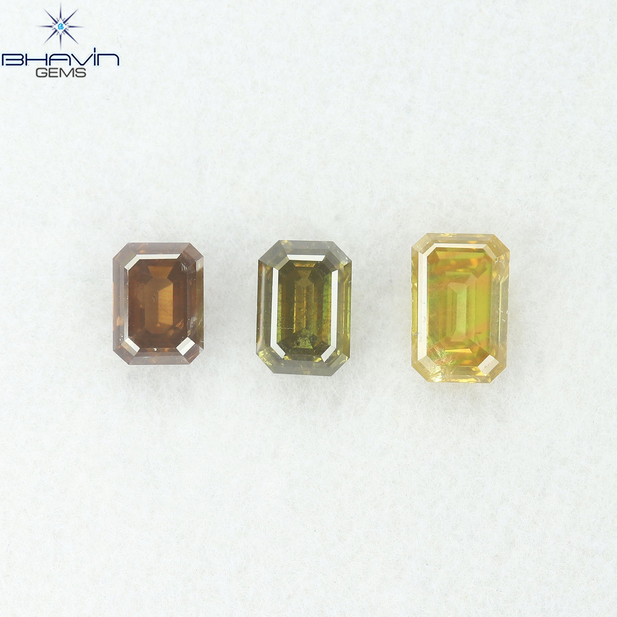 1.46 CT/3 Pcs Natural Emerald Diamond Mix Fancy Color Clarity SI (5.67 MM)