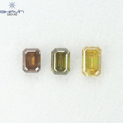1.46 CT/3 Pcs Natural Emerald Diamond Mix Fancy Color Clarity SI (5.67 MM)