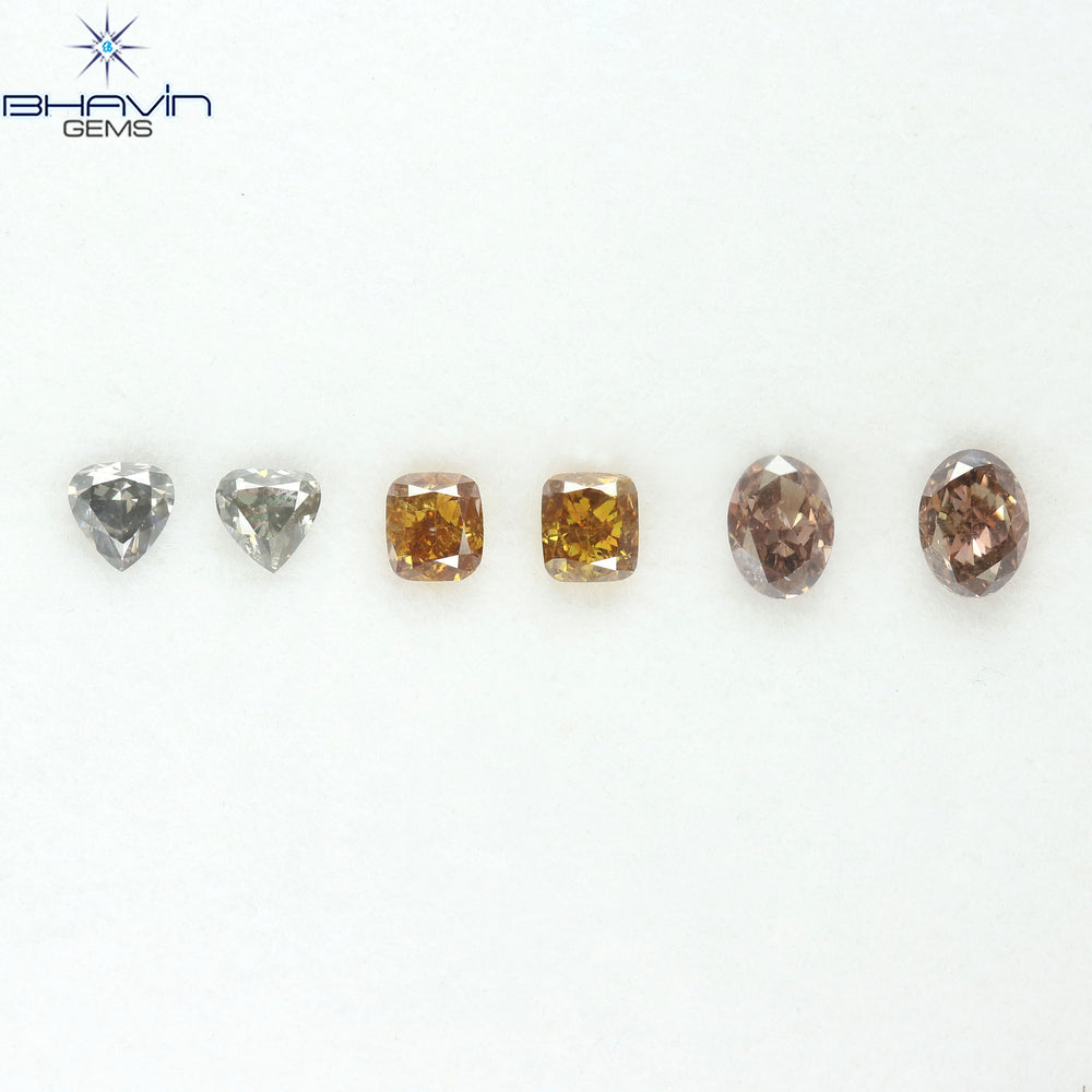 1.41 CT/6 Pcs Natural Mix Diamond Mix Fancy Color Clarity SI (4.73 MM)