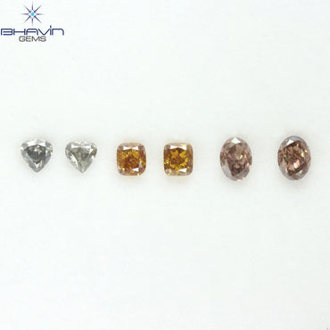 1.41 CT/6 Pcs Natural Mix Diamond Mix Fancy Color Clarity SI (4.73 MM)