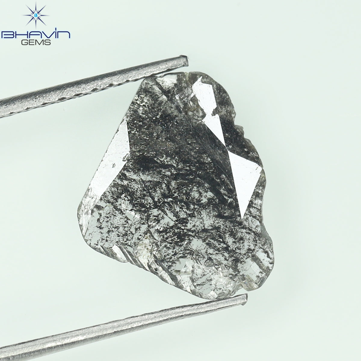 0.95 CT スライス シェイプ ナチュラル ダイヤモンド ソルト アンド ペッパー カラー I3 クラリティ (11.56 MM)