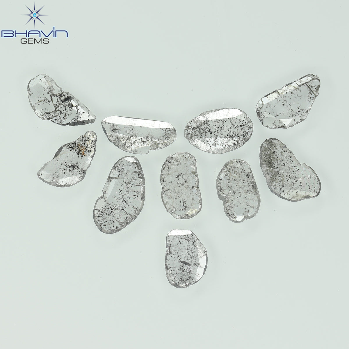 2.13 CT/10 Pcs Natural Slice Diamond Salt and Pepper Color Clarity I3 (8.69 MM)