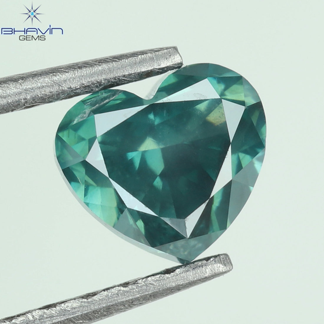 0.49 CT Natural Heart Diamond Enhanced Bluish Green Color Clarity SI1 (4.60 MM)