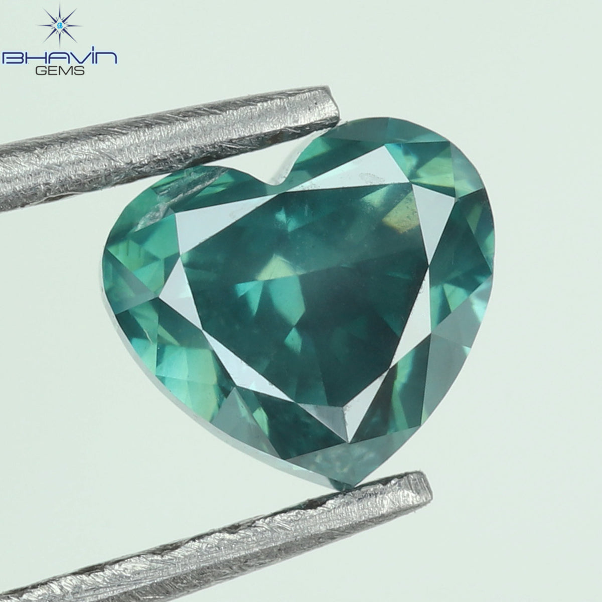 0.49 CT Natural Heart Diamond Enhanced Bluish Green Color Clarity SI1 (4.60 MM)