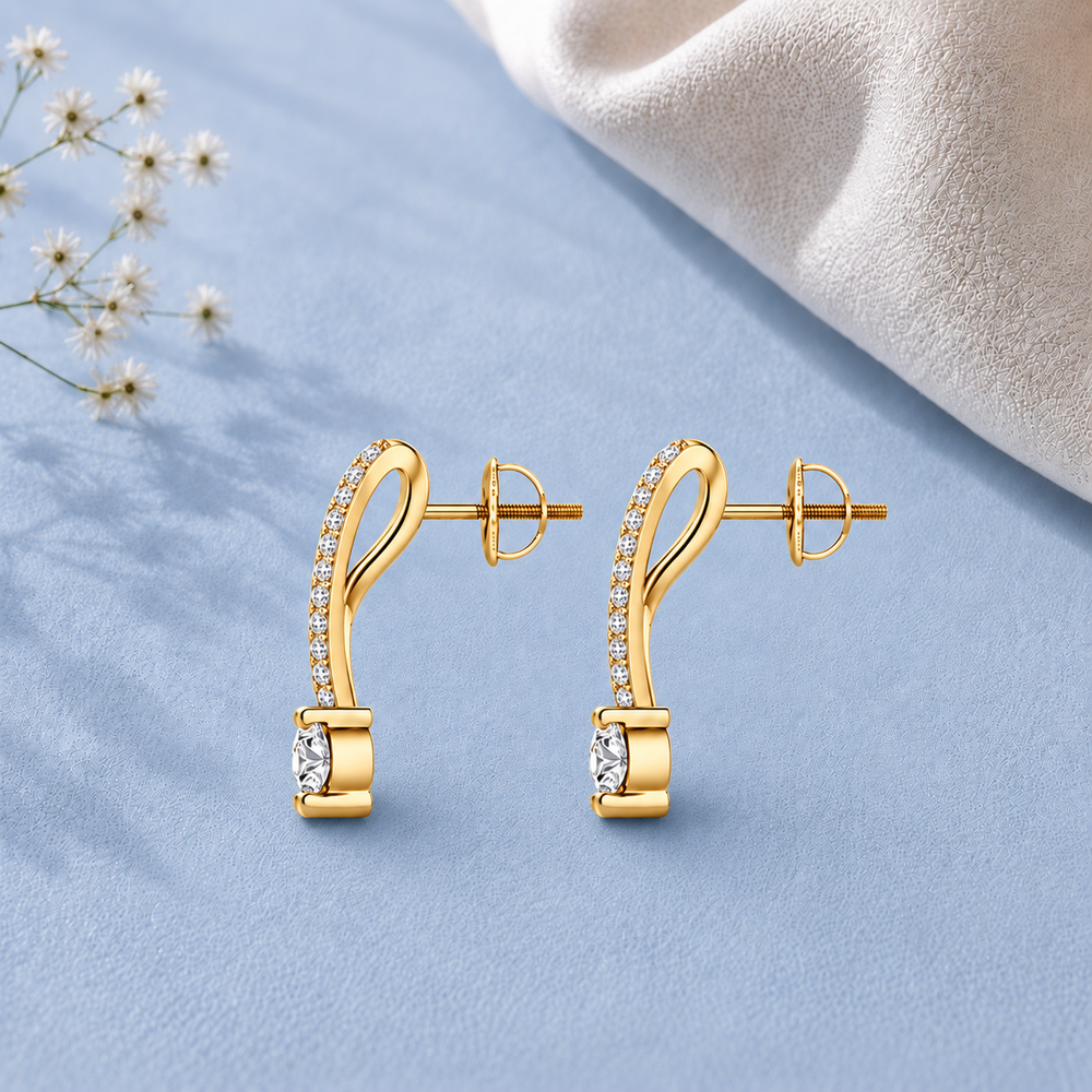 Twisted Double Diamond Drop Earrings