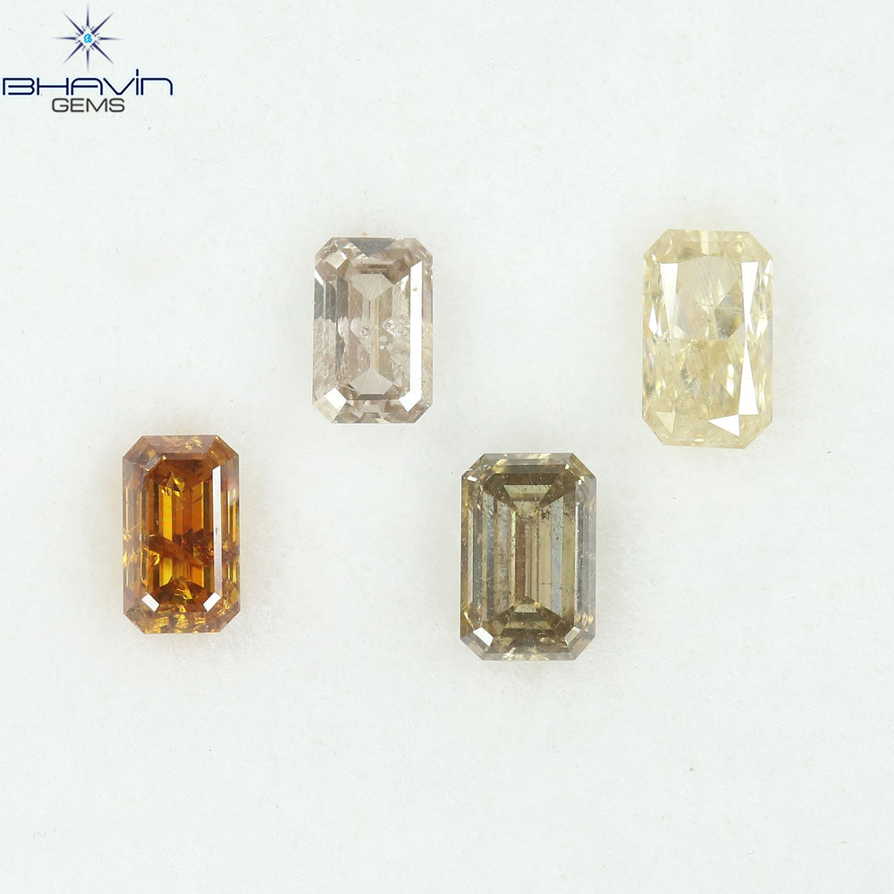 1.21 CT/4 Pcs Natural Emerald Diamond Mix Fancy Color Clarity I1 (5.05 MM)