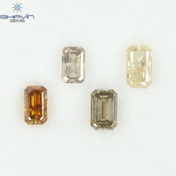 1.21 CT/4 Pcs Natural Emerald Diamond Mix Fancy Color Clarity I1 (5.05 MM)