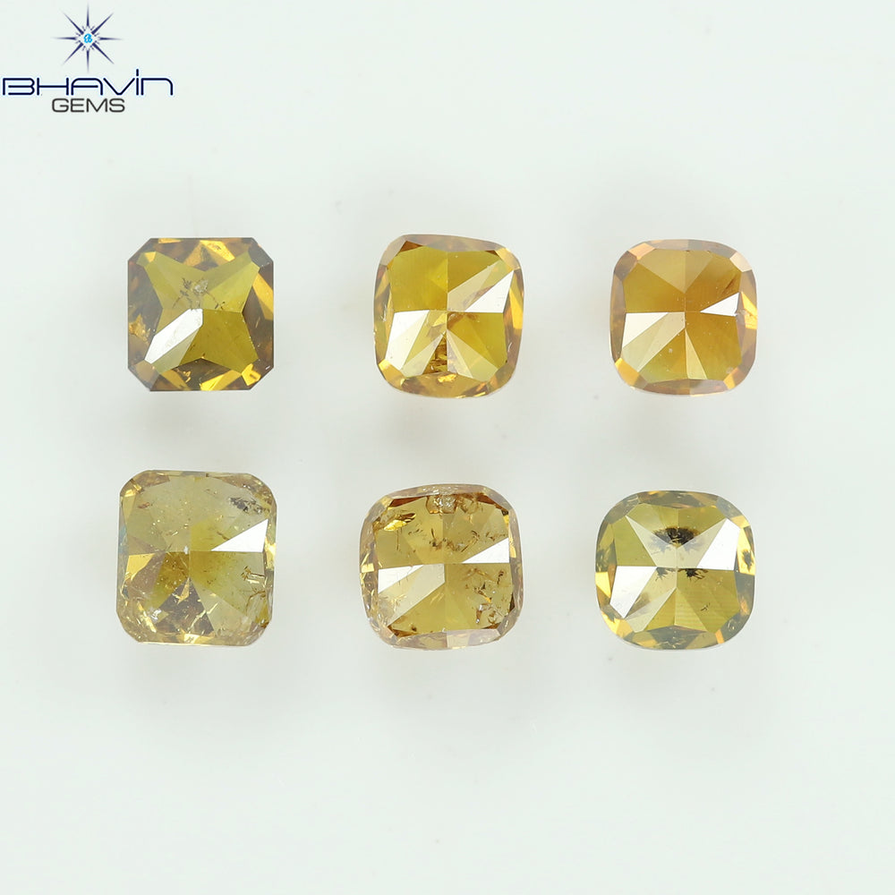 2.06 CT/6 Pcs Natural Mix Diamond Orange Color Clarity SI (4.15 MM)