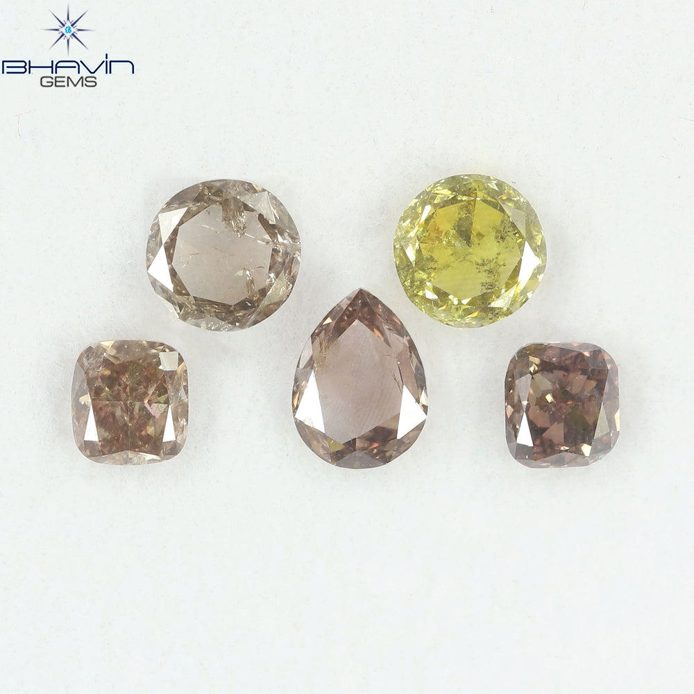 1.75 CT/5 Pcs Natural Mix Diamond Mix Fancy Color Clarity SI (5.75 MM)