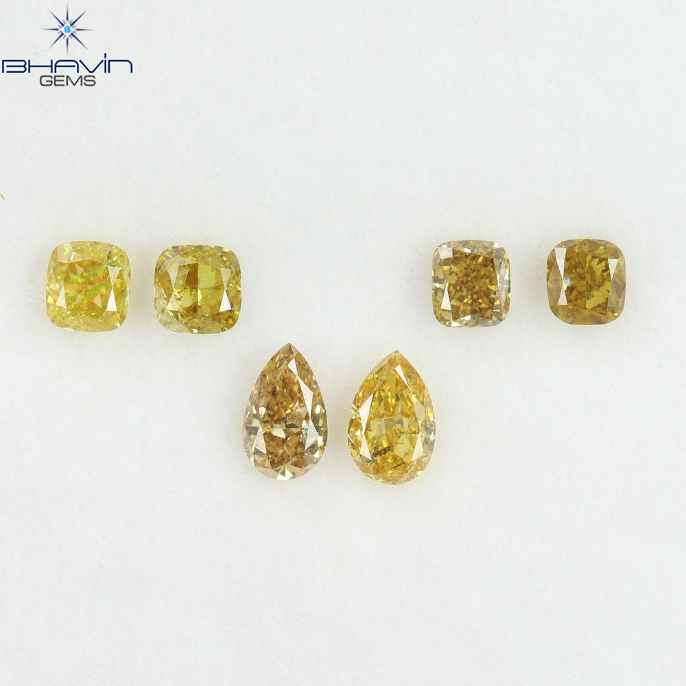 1.25 CT/6 Pcs Natural Mix Diamond Mix Fancy Color Clarity SI (5.00 MM)
