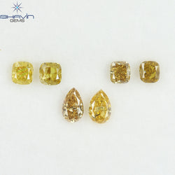 1.25 CT/6 Pcs Natural Mix Diamond Mix Fancy Color Clarity SI (5.00 MM)