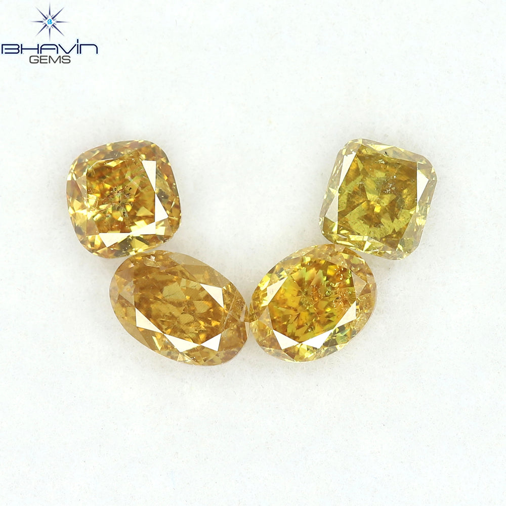 0.92 CT/4 Pcs Natural Mix Diamond Orange Color Clarity I1 (4.56 MM)