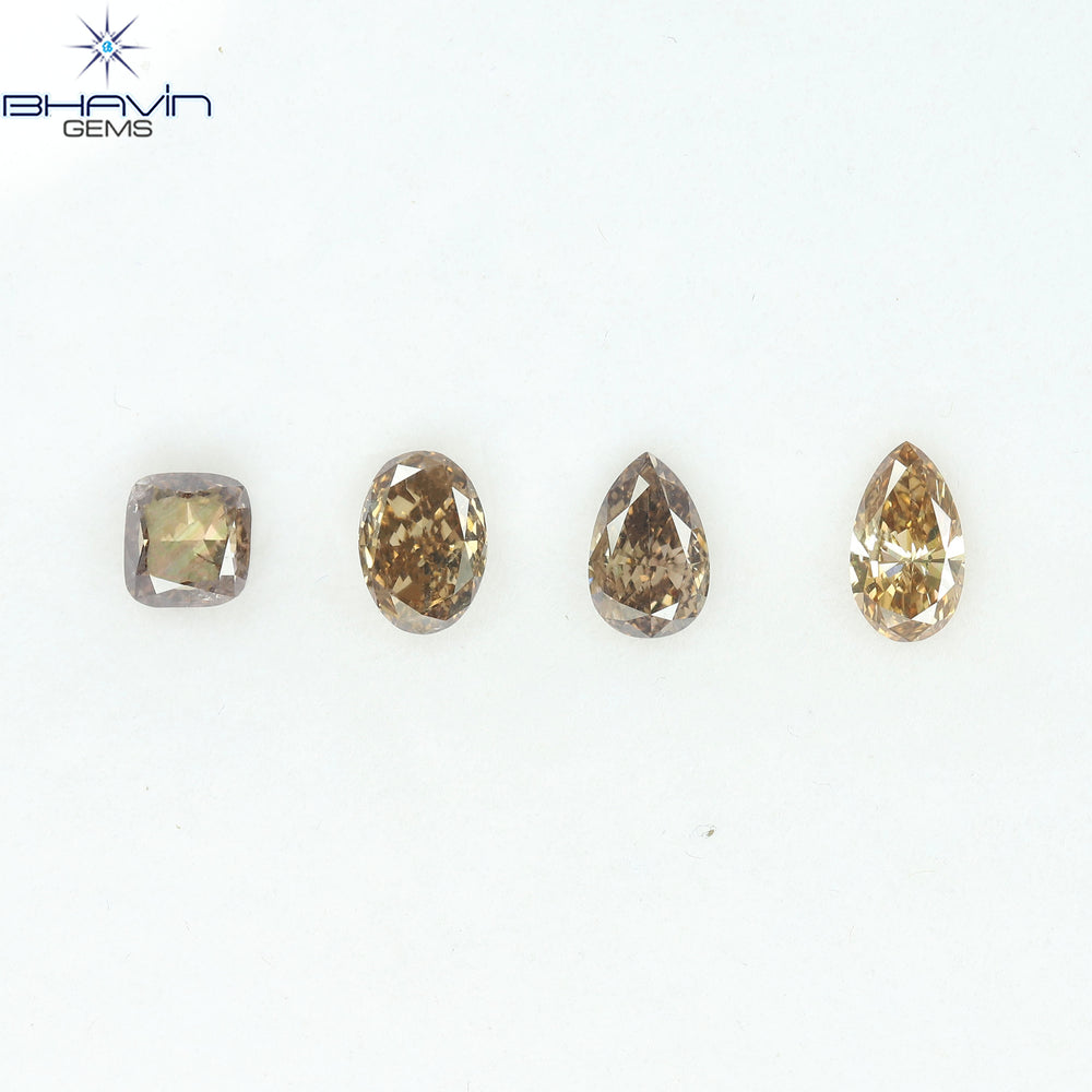 1.61 CT/4 Pcs Natural Mix Diamond Brown Color Clarity VS (6.12 MM)