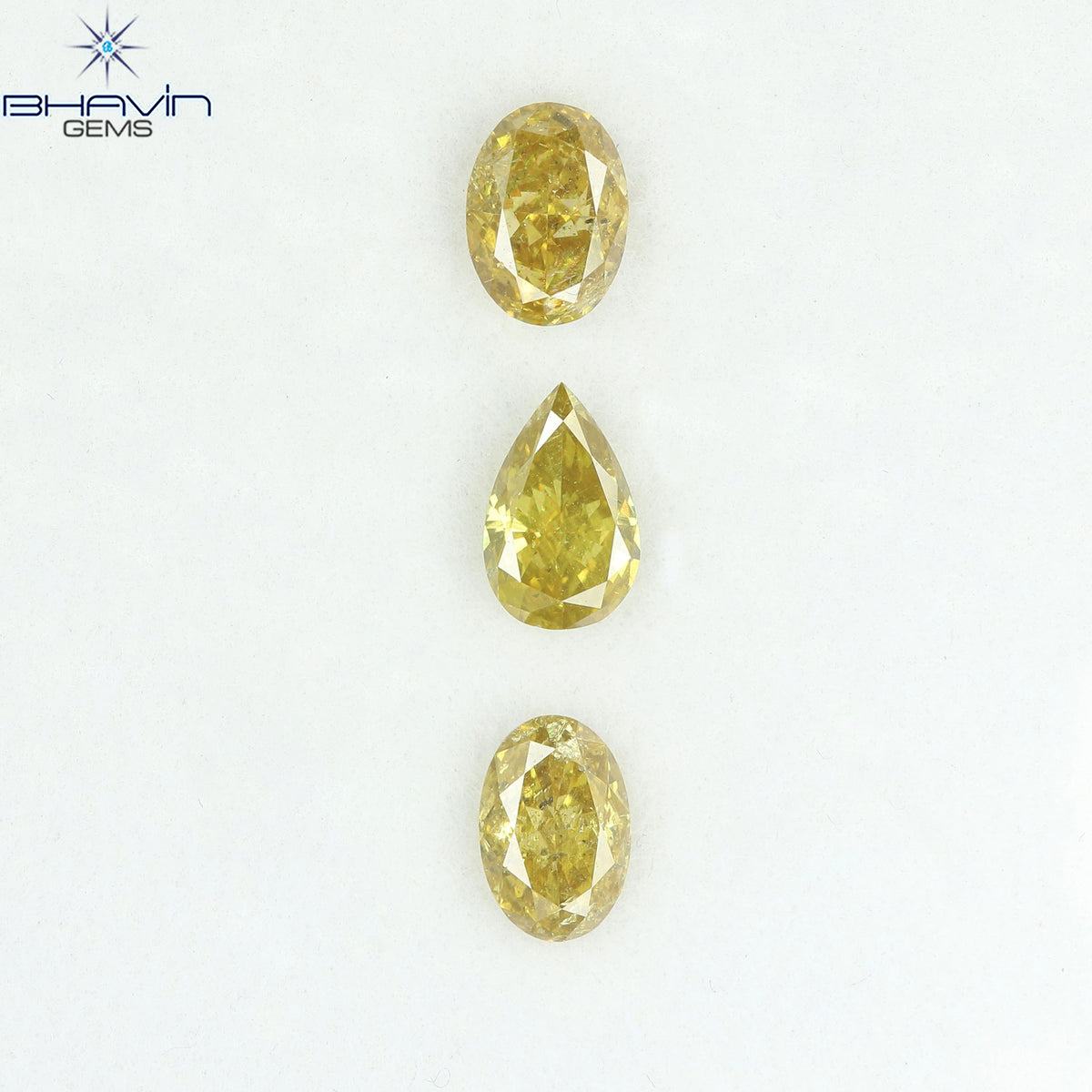 1.08 CT/3 Pcs Natural Mix Diamond Green-Yellow Color Clarity SI (5.78 MM)