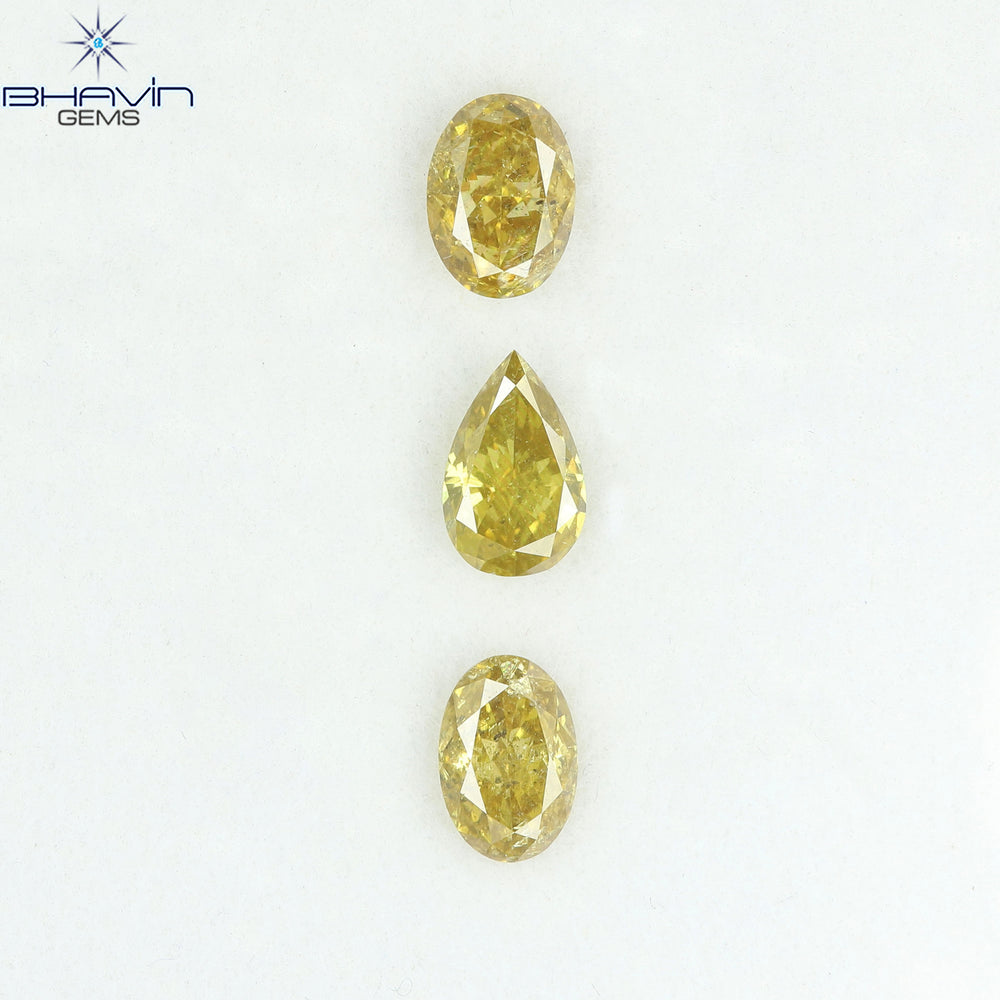 1.08 CT/3 Pcs Natural Mix Diamond Green-Yellow Color Clarity SI (5.78 MM)
