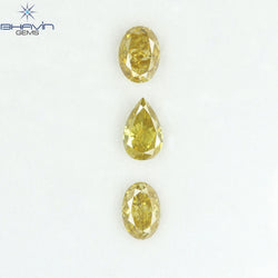 1.08 CT/3 Pcs Natural Mix Diamond Green-Yellow Color Clarity SI (5.78 MM)