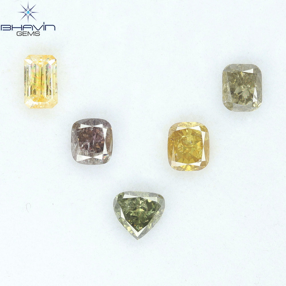 2.17 CT/5 Pcs Natural Mix Diamond Mix Fancy Color Clarity I1 (5.14 MM)
