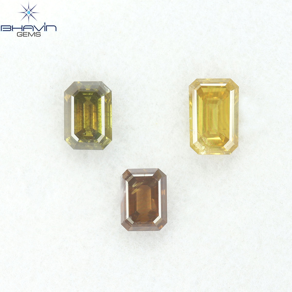 1.46 CT/3 Pcs Natural Emerald Diamond Mix Fancy Color Clarity SI (5.67 MM)