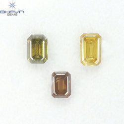 1.46 CT/3 Pcs Natural Emerald Diamond Mix Fancy Color Clarity SI (5.67 MM)