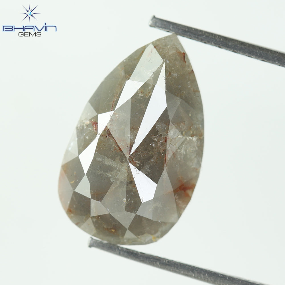 2.78 CT Pear Shape Natural Loose Diamond Salt And Pepper Color I3 Clarity (12.68 MM)
