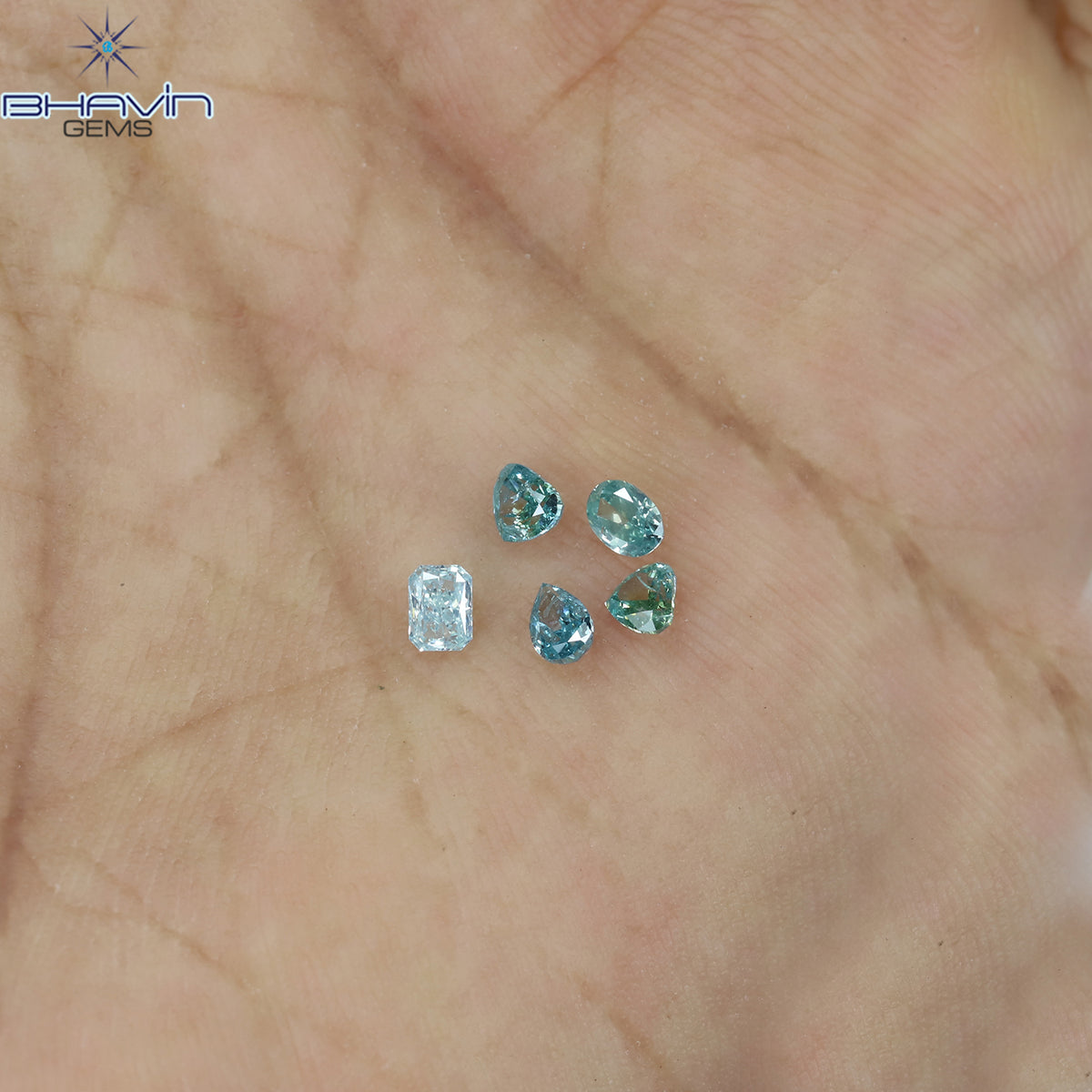 0.50 CT/5 Pcs Natural Mix Shape Enhanced Blue Color SI2 Clarity (3.10 MM)