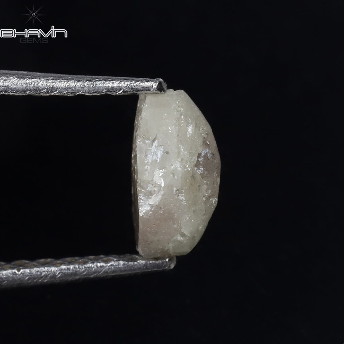 1.05 CT、ノーカット ポルキ シェイプ、天然ダイヤモンド、ブルー カラー、I3 クラリティ (5.42 MM)