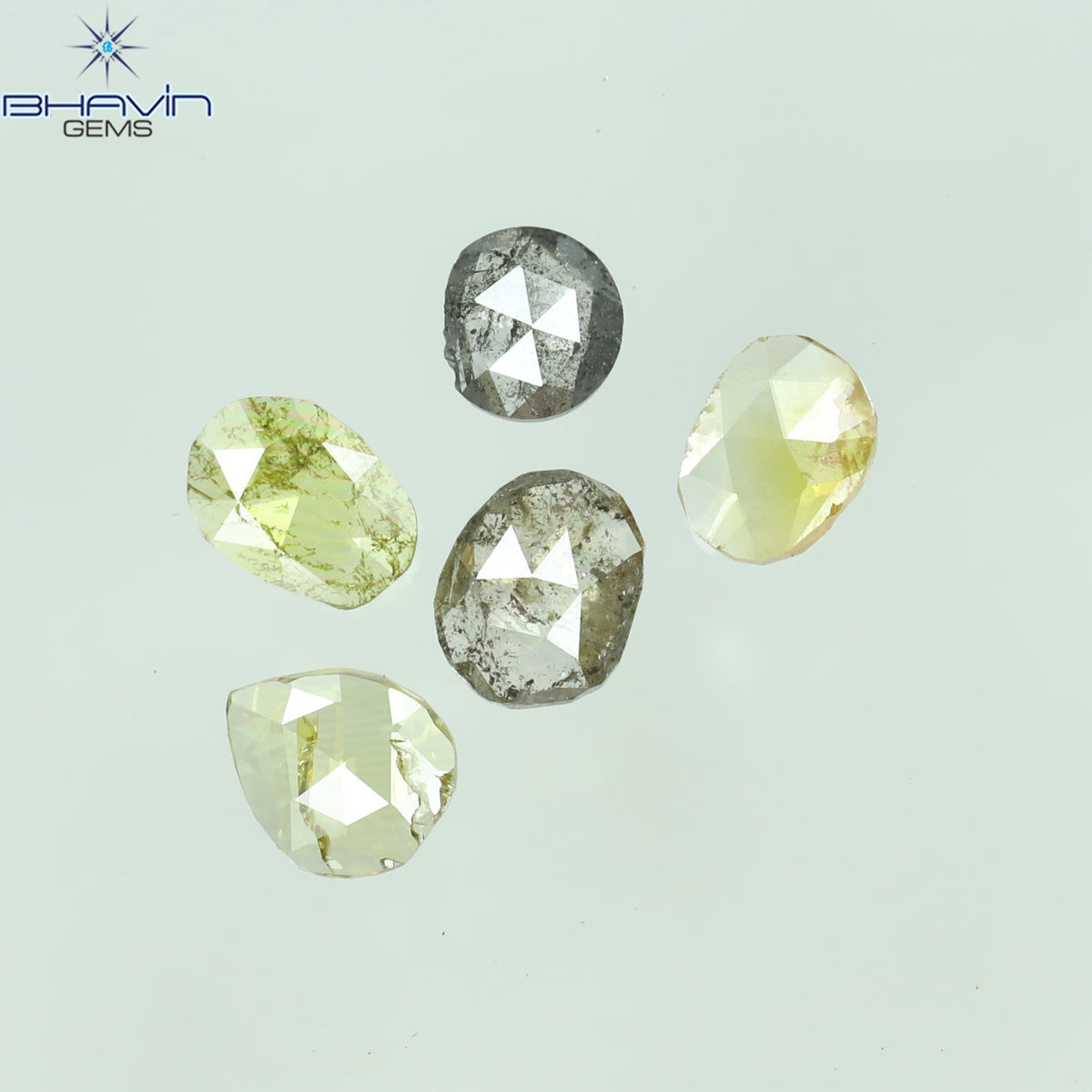 0.58 CT/5 Pcs Natural Polki Rose Cut Diamond Mix Fancy Color Clarity I2 (4.25 MM)