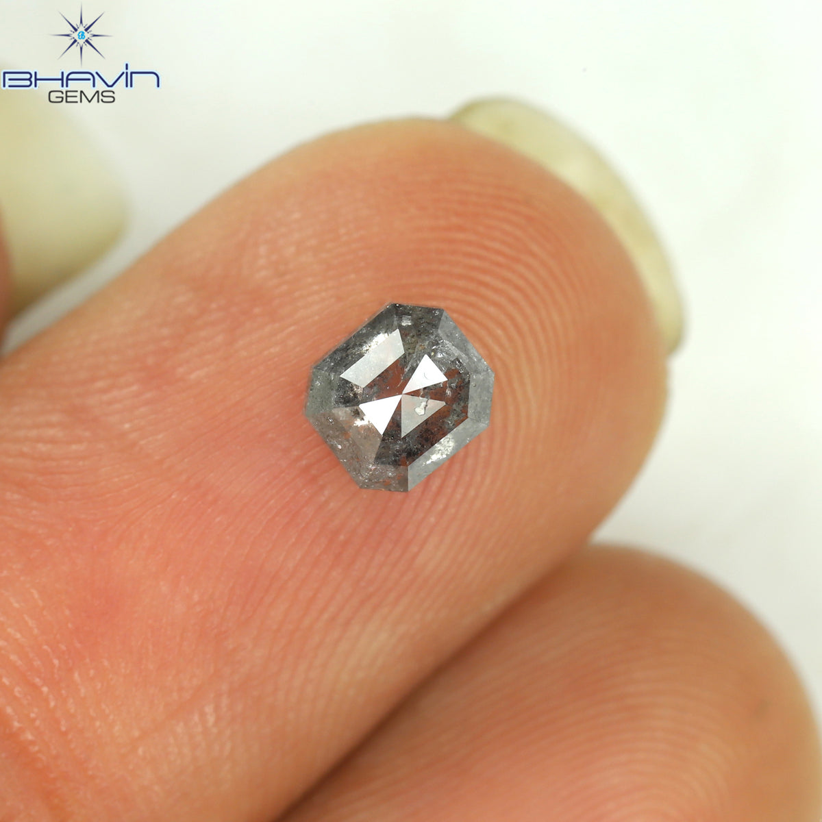 0.41 CT スクエア カット シェイプ 天然ダイヤモンド ソルト アンド ペッパー カラー I3 クラリティ (6.43 MM)