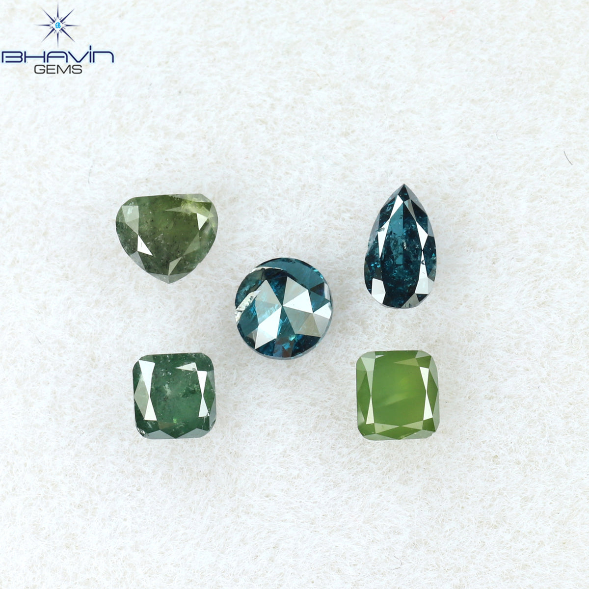 0.57 CT/5 Pcs Natural Mix Shape Diamond Enhanced Mix Color Clarity I3 (4.08 MM)
