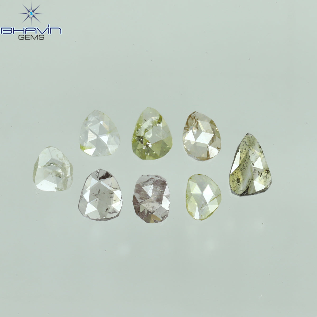 0.67 CT/8 Pcs Natural Polki Rose Cut Diamond Mix Fancy Color Clarity I2 (4.65 MM)