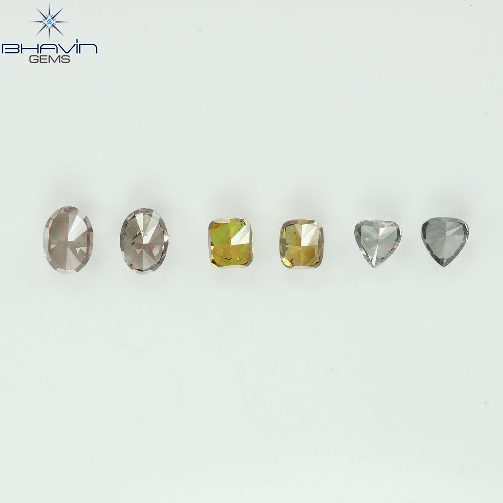 1.41 CT/6 Pcs Natural Mix Diamond Mix Fancy Color Clarity SI (4.73 MM)