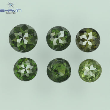 1.27 CT/6 Pcs Round Rose Cut Shape Green Color Natural Loose Diamond I3 Clarity (3.86 MM)