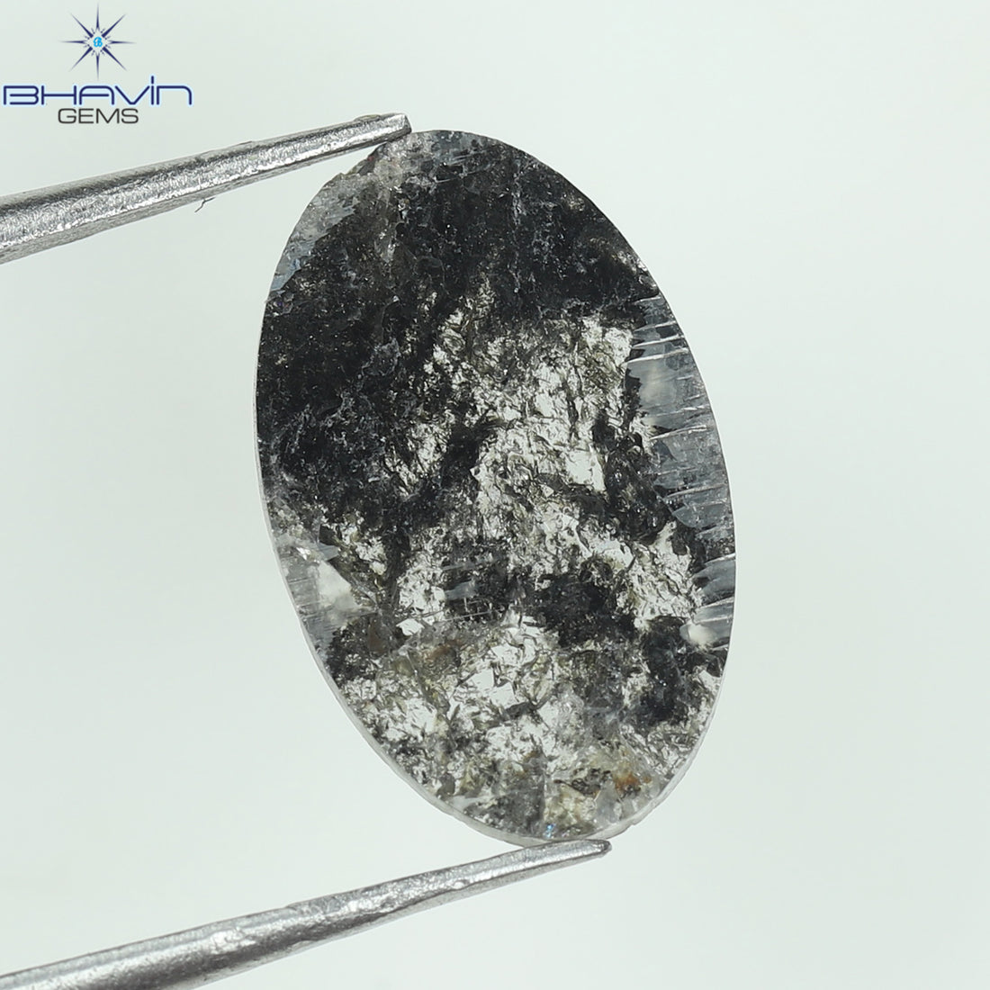 3.36 CT ペア スライス シェイプ ナチュラル ダイヤモンド ソルト アンド ペッパー カラー I3 クラリティ (15.82 MM)