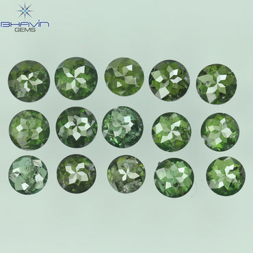 1.22 CT/15 Pcs Round Rose Cut Shape Green Color Natural Loose Diamond I3 Clarity (2.75 MM)
